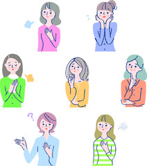 困る若い女性7人　セット