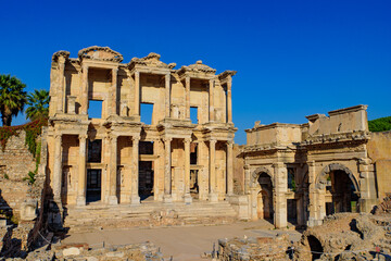 Fototapeta premium Library of Celsus, an ancient Roman building in Ephesus Archaeological Site, Turkey