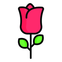 flower, rose, nature color outline icon collection for valentine day.