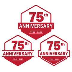 75 years anniversary celebration logotype. 75th anniversary logo collection. Set of anniversary design template. Vector and illustration. 
