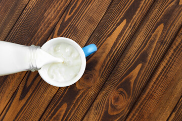 milk pouring into cup