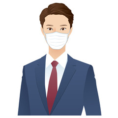 マスクをした若い男性　ビジネスマン