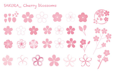 Fototapeta na wymiar Set of Cherry blossoms icons. Cherry blossoms illustration. Vector illustration. 桜アイコン、桜イラストセット、桜デザインコレクション