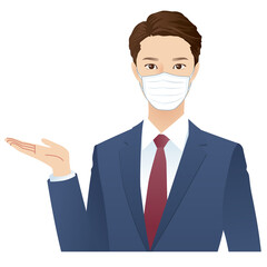 マスクをした若い男性　ビジネスマン