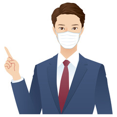 マスクをした若い男性　ビジネスマン