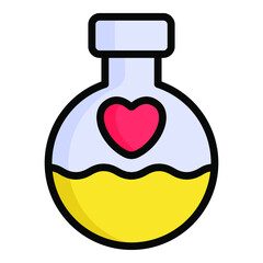 love potion, bottle color outline icon collection for valentine day.