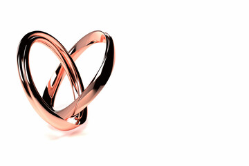 ハート型に交差する2つの指輪の3Dイラスト