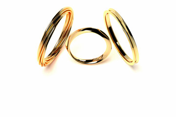 異なる3つの指輪の3Dイラスト