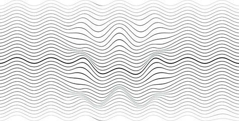 Abstract flow lines background . Fluid wavy shape .Striped linear pattern . Music sound wave . Vector illustration