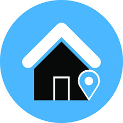 Fototapeta na wymiar Location pointer icon. Home, house, hotel, restaurant, office, shopping mall location icon. Find home, address, search map and GPS tracking icon.