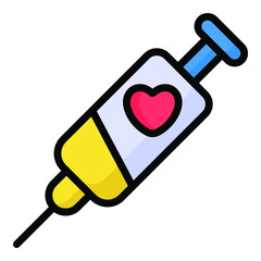 injection, immunization color outline icon collection for valentine day.