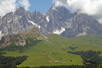 Fototapeta na wymiar Pala group in the Dolomites, a mountain range in northeastern Italy