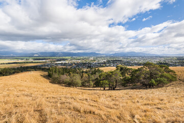 Fototapeta premium Blenheim town from Wither Hills, Marlborough, South Island, New Zealand