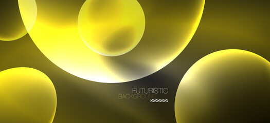 Neon ellipses abstract backgrounds. Shiny bright round shapes glowing in the dark. Vector futuristic illustrations for covers, banners, flyers and posters and other