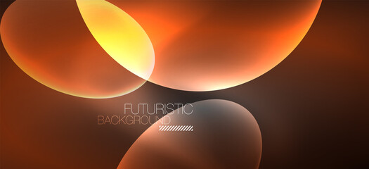 Neon ellipses abstract backgrounds. Shiny bright round shapes glowing in the dark. Vector futuristic illustrations for covers, banners, flyers and posters and other