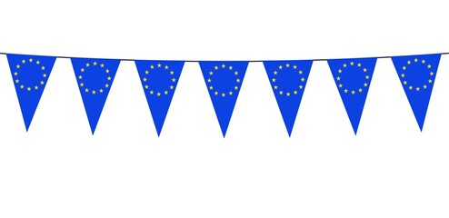 Garland banner in the colors of Europe on a white background 