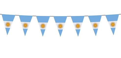 Garland banner in the colors of Argentina on a white background 