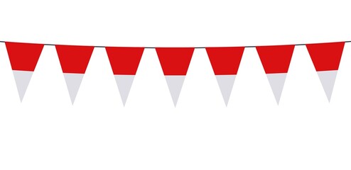 Obraz premium Garland banner in the colors of Indonesia on a white background 