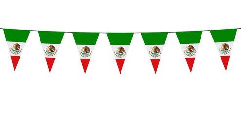 Garland banner in the colors of Mexico on a white background 