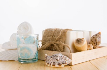 Healthy lifestyle concept with aromatic soaps