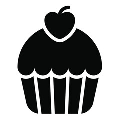 cupcake, cream cake black simple icon decorative element for valentine's day.
