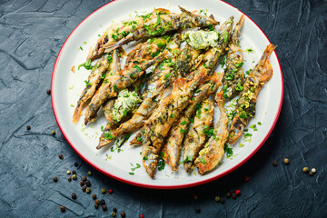 Delicious fried capelin