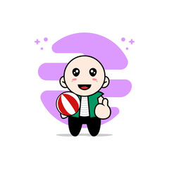Cute men character holding a ball.
