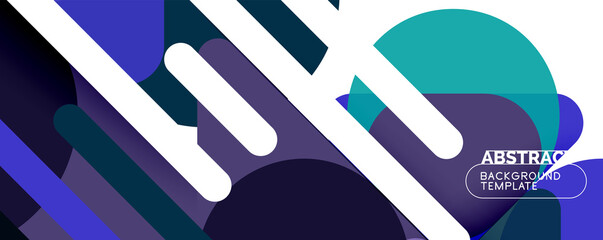 Flat geometric round shapes and dynamic lines, abstract background. Vector illustration for placards, brochures, posters and banners