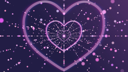 Neon Lights Love Heart And Romantic Abstract Glow Particles
