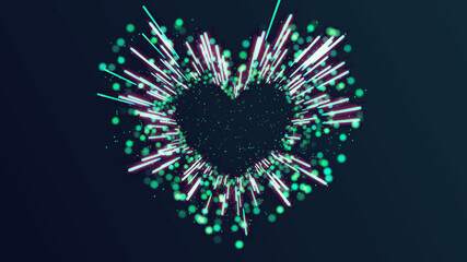 Neon Lights Love Heart And Romantic Abstract Glow Particles
