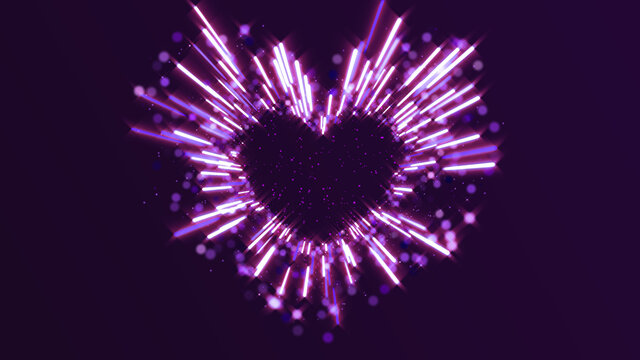 Neon Lights Love Heart And Romantic Abstract Glow Particles

