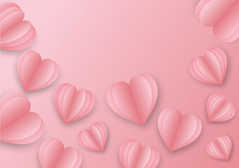 illustration of The Valentine Hearts. Postcard Paper flying elements on the pink background. Symbol of love in the form of heart design
3d. illustration symbols of Valentine's Day. Space for text.