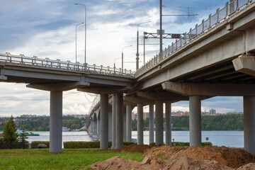 Automobile bridge over the Volga river in the city of Kostroma