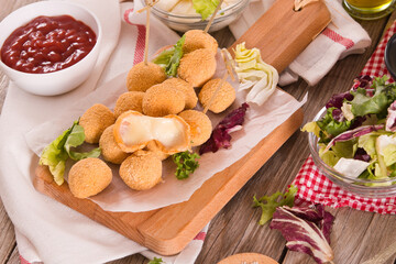 Fried Mozzarella cheese balls.