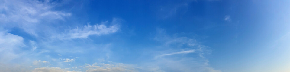 Panorama sky with cloud on a sunny day. Beautiful cirrus cloud.