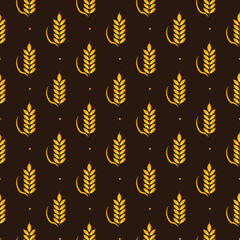 Vector seamless pattern with ears of wheat icons; for wrapping paper, packaging, fabric, textile. - 409593284