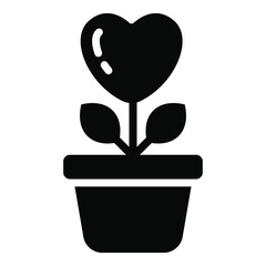 love plant, growth black simple icon decorative element for valentine's day.