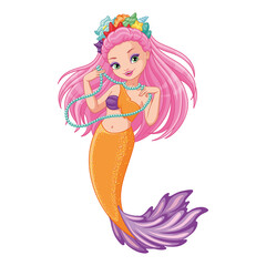 Beautiful Mermaid Fashionista on white background