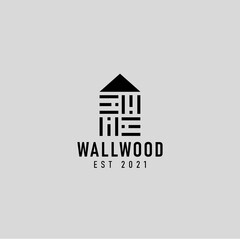 logo home construction with wood wall icon shaped logo design illustration