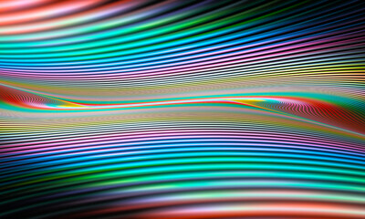 Abstract multi-colored surreal fractal lines landscape. Computer generated image. Fantastic rainbow linescape from fictional world. 3D rendering.