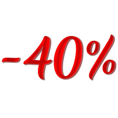 40 percent off  red symbol 