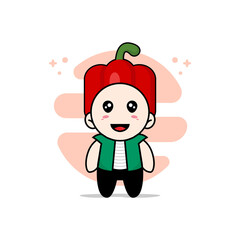 Cute men character wearing Red paprika costume.