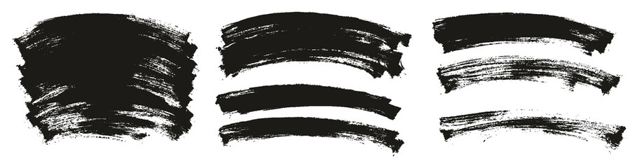 Flat Paint Brush Thin Long Curved Background High Detail Abstract Vector Background Set 