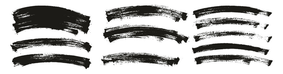 Flat Paint Brush Thin Long Curved Background High Detail Abstract Vector Background Set 