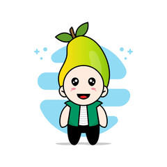Cute men character wearing mango costume.