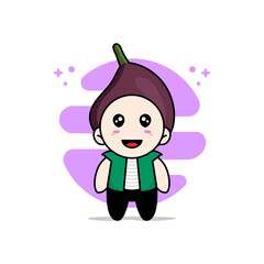 Cute men character wearing fig costume.