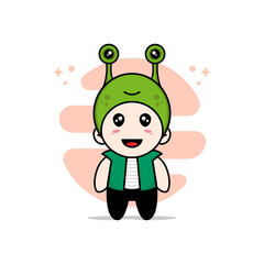 Cute men character wearing frog costume.