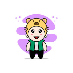 Cute men character wearing beaver costume.