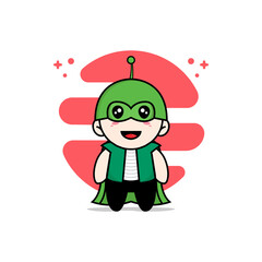 Cute men character wearing superhero costume.