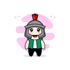 Cute men character wearing gladiator costume.